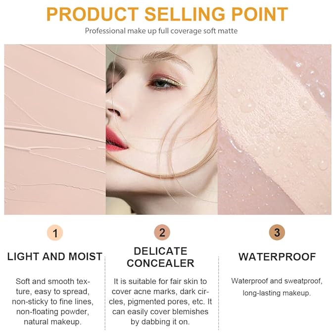 Kaely Pot Concealer Full Coverage Set, Under Eye Brightener Color Correcting Concealer for Dark Circles, Waterproof Foundation Face Makeup Brush Kit, Eye Ring Corrector de ojeras, 01 IVORY WHITE