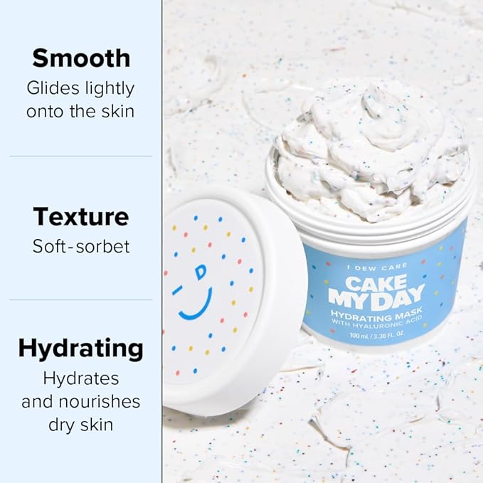 I DEW CARE Wash Off Face Mask - Cake My Day | With Hyaluronic Acid, Self Skin Care, Facial Treatment, Vegan, Cruelty-Free, Paraben-Free, Exfoliating, Deep Cleansing Detox, 3.38 Oz