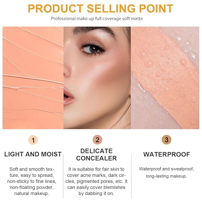 Kaely Pot Concealer Full Coverage Set, Under Eye Brightener Color Correcting Concealer for Dark Circles, Waterproof Foundation Face Makeup Brush Kit, Eye Ring Corrector de ojeras, 05 MEDIUM HONEY