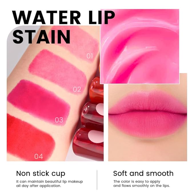 evpct 2Pcs Watermelon Cherry Korean Water Pink Red Lip Tint Lip Inks Stain Set for Lips Cheeks Long Wear tintas de labios tinte para labios tinta de labios de larga duracion duración