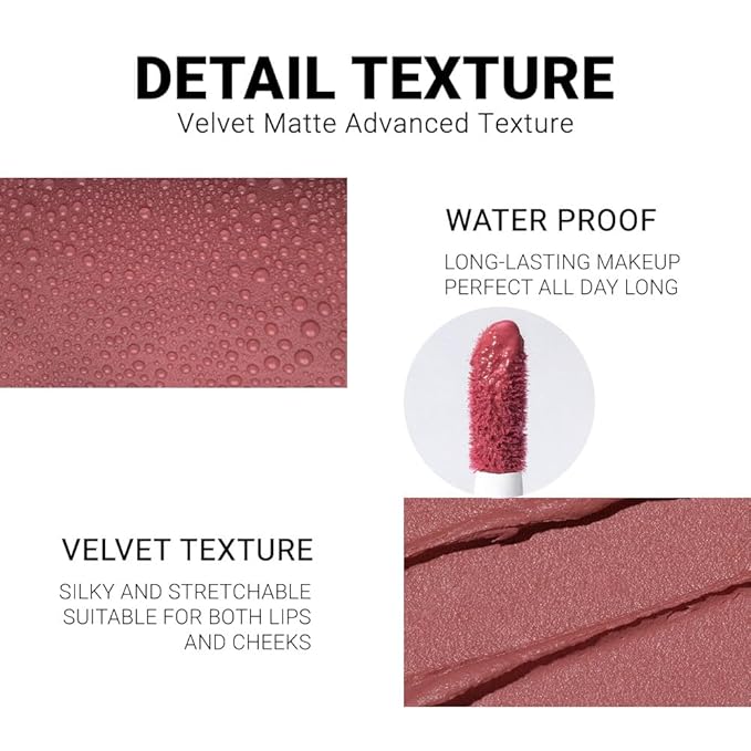 evpct 1Pcs Mauve Matte Liquid Lipstick Lip Gloss Glossy Set for Black Women 24 Hour Pink Silky Velvet Lipstick labiales matte larga duracion mate 24 horas originales 01#