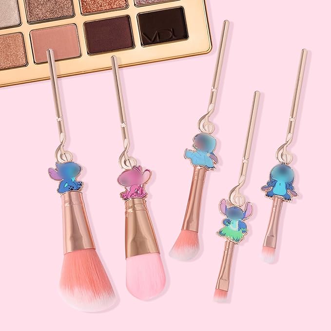 Cute Cartoon Girl-Themed 5-Piece Makeup Brush Set – Premium Synthetic Bristles for Foundation, Blending, Face Powder, Blush, Concealer & Eye Shadow