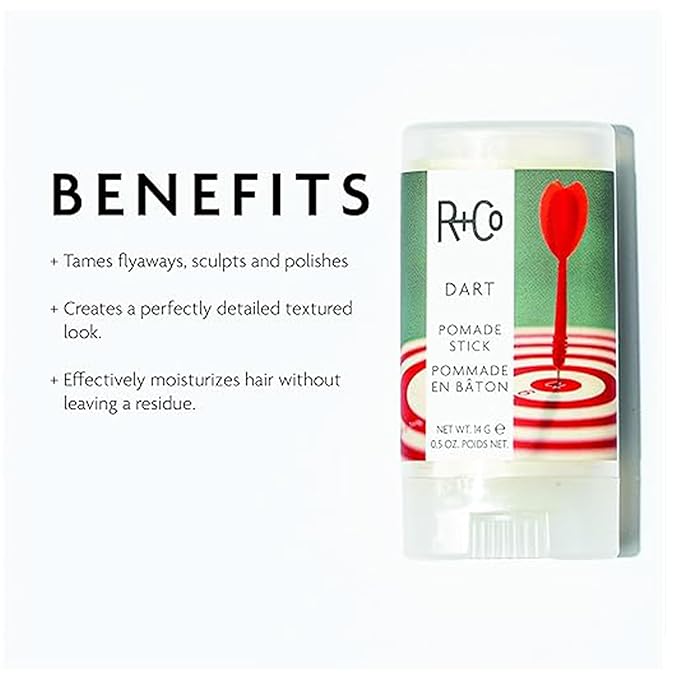 R+Co Dart Pomade Stick | Tame Flyaways, Sculpt and Polish | Long Lasting Texture and Shapes | Vegan + No Parabens | 2 Pack
