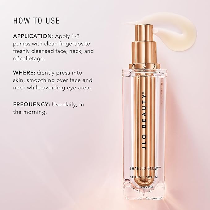 JLO BEAUTY That JLo Glow Face Serum, Skin Care Facial Serum that Helps Tighten, Plump, Glow, and Hydrate, Antioxidant Rich Formula Made with Squalane to Support Skin Elasticity & Skin Firmness, 1.5 Oz