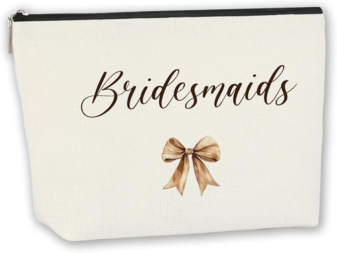 Luxury Makeup Bag Gift for Bridesmaid Proposal, Bachelorette Swag, Bridal Party - Thoughtful Present Women Ladies Friend Coworker - Travel Cosmetic Organizer