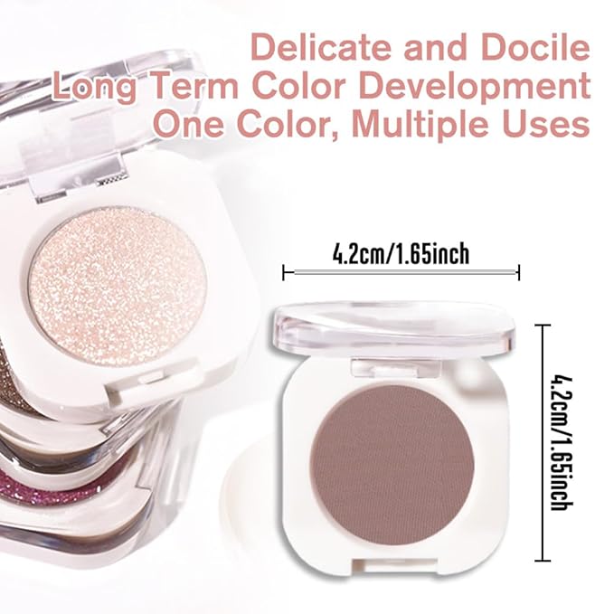Light Cocoa Matte Eyeshadow Palette for Women, Single Monochrome Eye Shadow Makeup, Shiny Pressed Powder, Blendable Natural sombras para ojos, Holographic,Vegan,Travel -18