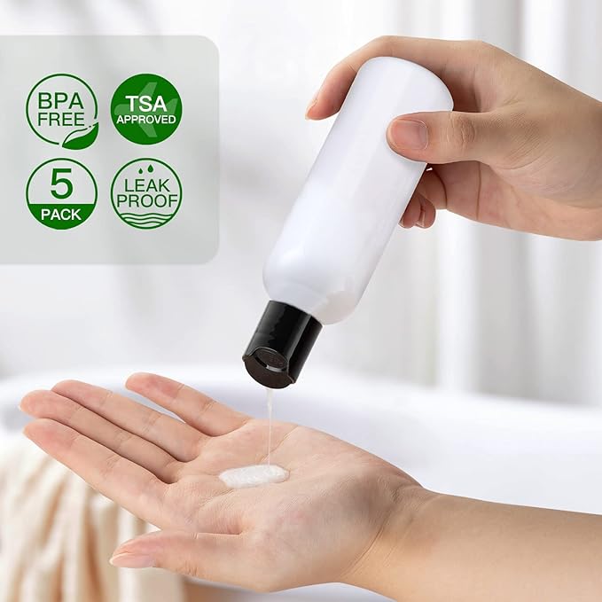 Travel Bottles for Toiletries 3.4 oz - Travel Size Containers for Shampoo Plastic - Small Empty Lotion Squeeze Bottle for Liquid TSA Approved - Leak Proof Mini Conditioner Refillable Clear 100ml