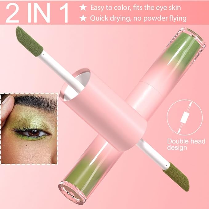 evpct Dual-Ended Shimmer to Glitter Liquid Eyeshadow, Shimmer and Glitter eyeshadow makeup in one stick, Easy Style Formula, Waterproof & Long Lasting Eye Shadow, Matte 02#