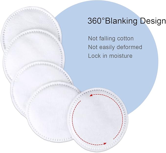 MSQ Cotton Rounds Makeup Remover Pads 600 Count Cotton Facial Cleansing Round Cotton Pads Lint-Free,Hypoallergenic (Pack of 6)