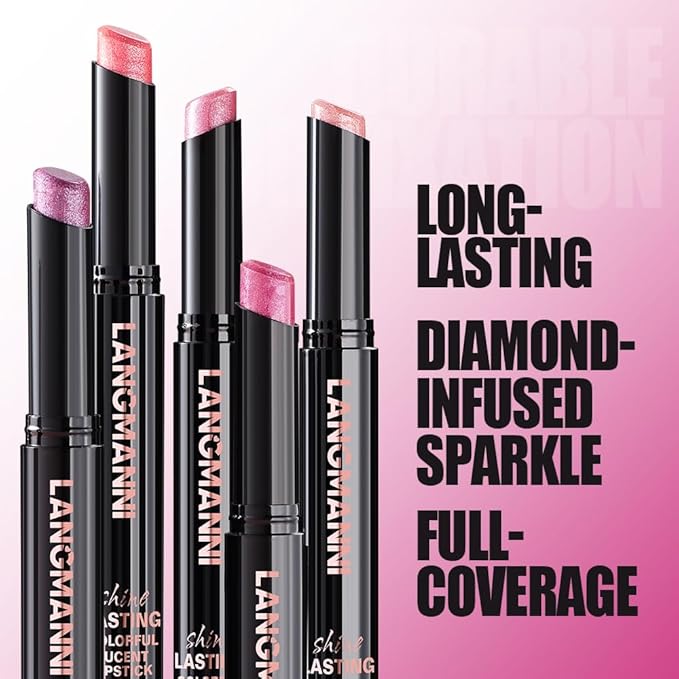 Jolilab 4pcs Sparkling Lipstick Set, Diamond Shiny Bold Glow Goth Lipstick for Women Girls, Non-sticky, Waterproof, Moisturizing, Metallic Shine, Long Lasting