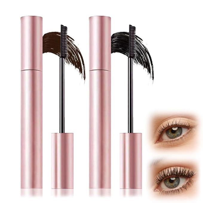 Tubing Mascara 2025 New Curling Mascara Black & Brown for Lash Makeup, Waterproof and Sweatproof Long Lasting Non-Smudged Magic Mascaras (Black+Brown)