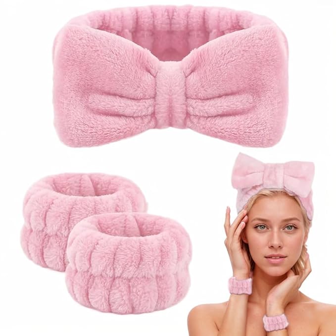 Spa Headband,Makeup Headband Set,For Face Washing Skin Care Accessories,Girls Headbands and Wristbands for Washing Face Head and Wrist Band Set