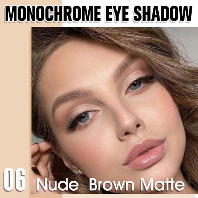 Nude Brown Matte Eyeshadow Palette for Women, Single Monochrome Eye Shadow Makeup, Shiny Pressed Powder, Blendable Natural sombras para ojos, Holographic,Vegan,Travel -6