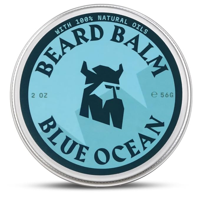 Beard Balm for Men - Leave in Beard Conditioner - Styling Balm Made with Naturally Derived Beard Butter, Argan & Jojoba Oils (2 Ounce (Pack of 1), Blue Ocean)