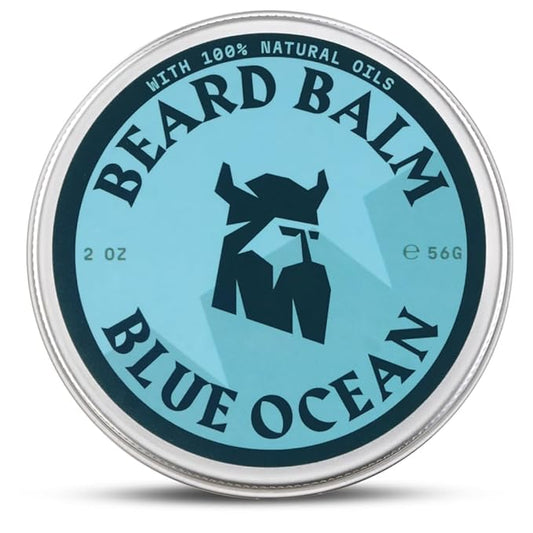 Beard Balm for Men - Leave in Beard Conditioner - Styling Balm Made with Naturally Derived Beard Butter, Argan & Jojoba Oils (2 Ounce (Pack of 1), Blue Ocean)