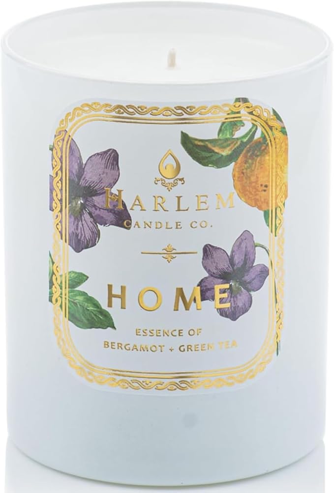 HARLEM CANDLE CO. Home - Luxury Scented Soy Candle, 11 oz - 80-Hour Burn Time | Bergamot, Jasmine, Sandalwood, Mandarin Orange and Green Tea Leaves | Scented Candles for Home