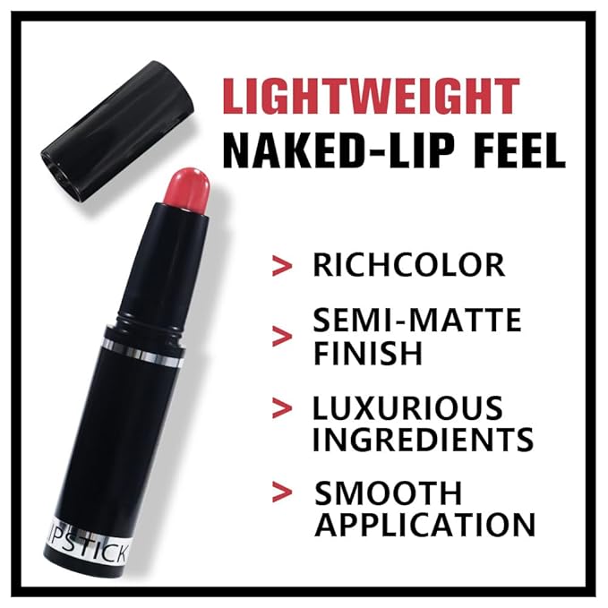 Light Red Matte Lipstick Crayon Pencil Set,Velvet Lip Stick for Women 24 Hour Long Lasting Waterproof Lip Liner,Magic Lipstick 24 Hours Original Lip Liner Makeup Stain Long Lasting Waterproof