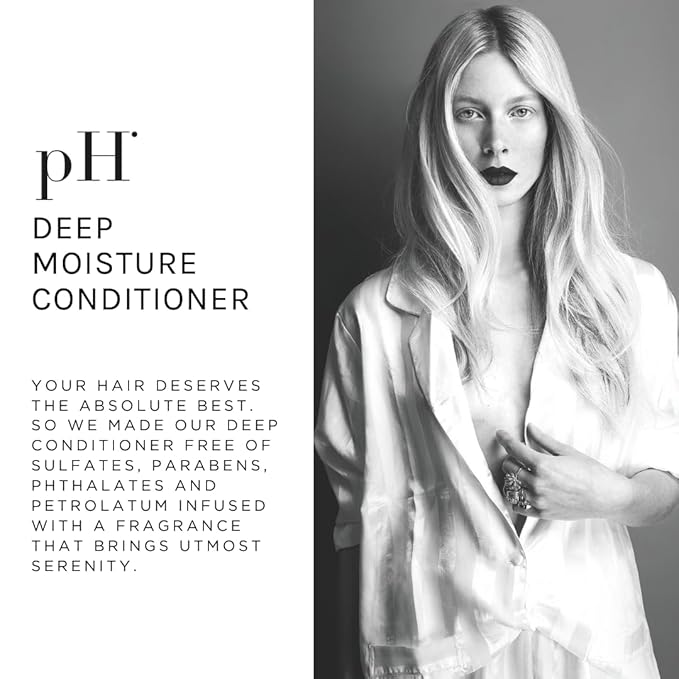 pH PURE HAIR Deep Moisture Conditioner - Intense Hydration for Dry, Damaged Hair - Deep Conditioning Treatment with Kokum Nut Butter & Rose Extract for Frizz-Free, Soft, Smooth Hair - 33.8 Oz