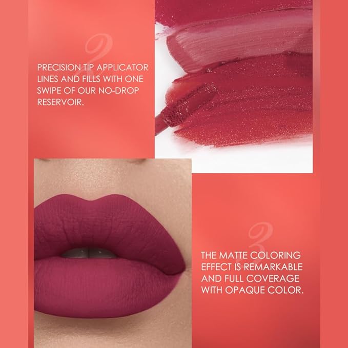 BONNIE CHOICE 12Pcs Matte Liquid Lipstick + Lip Liner Pens Set, 6 Matte Lipstick With 6 Matching Smooth Lipliner Waterproof Long Lasting 24 Hour Lip Gloss Makeup Mother's Day Gifts for Women