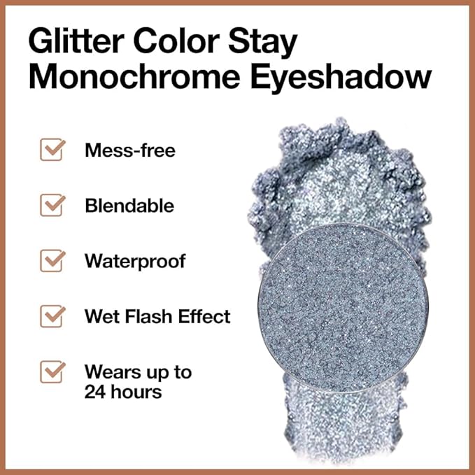 Glitter Shimmer Sparkle Eye Shadow Palette Makeup for Women, Shimmer Blue Glitter Metallic Holographic Iridescent Cream Iridescent Single Monochrome Eyeshadow Makeup