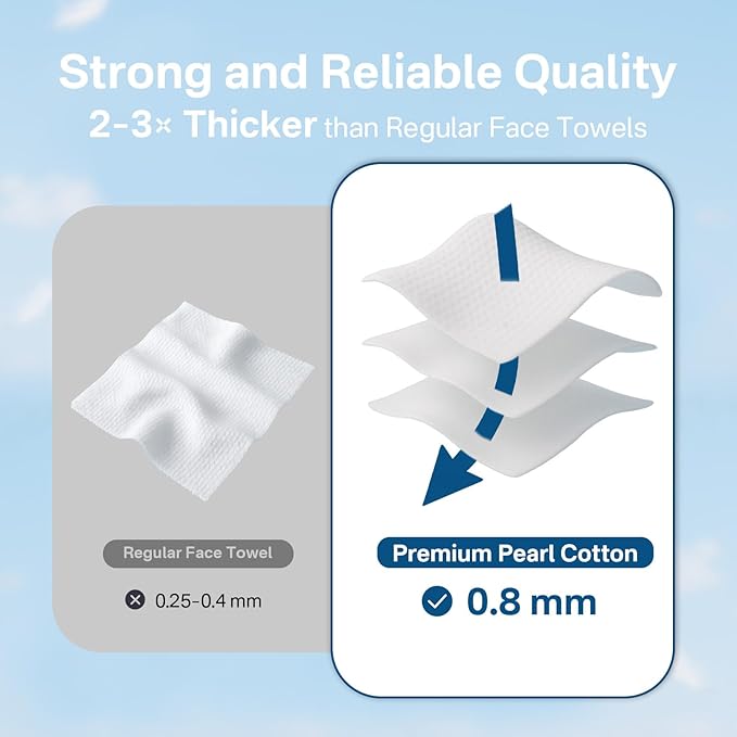 50 Count Hyaluronic Acid Face Towels, Biodegradable Disposable Face Towels, Wash Cloths 10” x 12”, Soft & Skin Friendly Face Towelettes Disposable, XL Facial Towels for Washing Cleansing for Women