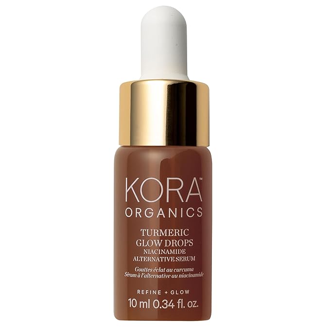 KORA Organics Turmeric Glow Drops, Niacinamide Alternative Face Serum for Radiance, Texture and Pore Appearance, Certified Organic, Vegan, 0.34 fl oz