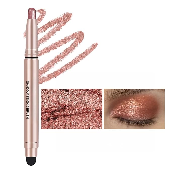 Eyeshadow Stick Long-Lasting Cream Shimmer Finish Easy Apply with Built-in Smudger Blendable orange
