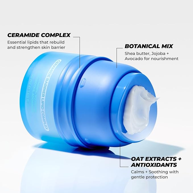 Vitamasques Barrier Cream Hydrating Moisturizer for Face – Korean Skin Barrier Repair Cream with Ceramides & Panthenol, Nourishing Korean Skincare for Smooth & Healthy Complexion, 1.69 fl oz