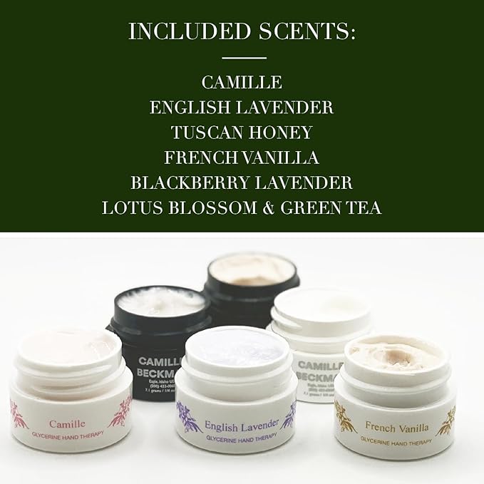 Camille Beckman Glycerine Hand Therapy Small Pot Travel or Gift Sampler, .25 Ounce Each Pot