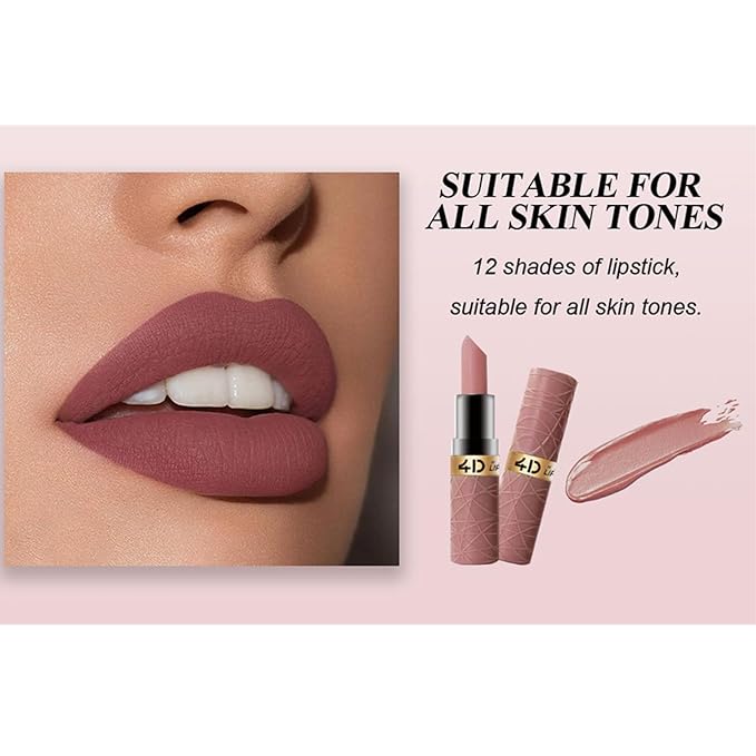 BONNIE CHOICE 6Pcs Matte Lipstick Set, Brown Nude Pink Purple Rose Red Matte Lipstick Sets for Women Velvet Lipstick Long Lasting Waterproof 24 Hours Lip Stick Makeup Christmas Day Gift Sets (A)