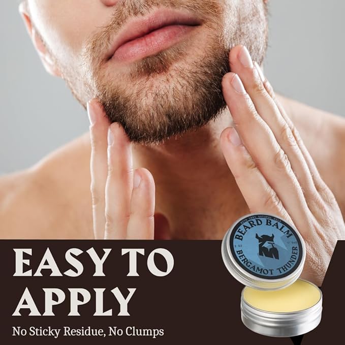 Beard Balm for Men - Leave in Beard Conditioner - Styling Balm Made with Naturally Derived Beard Butter, Argan & Jojoba Oils (2 Ounce (Pack of 1), Bergamot Thunder)