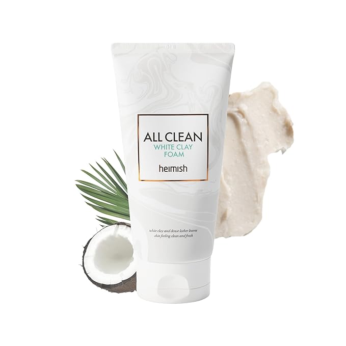 HEIMISH All Clean White Clay Foam - Deep Cleansing, Pore Minimizing, Blackhead Remover, Hydrating, Daily Face Wash with White Clay, Coconut Oil, for Double Cleansing, Korean Skincare, 5.3oz/150g