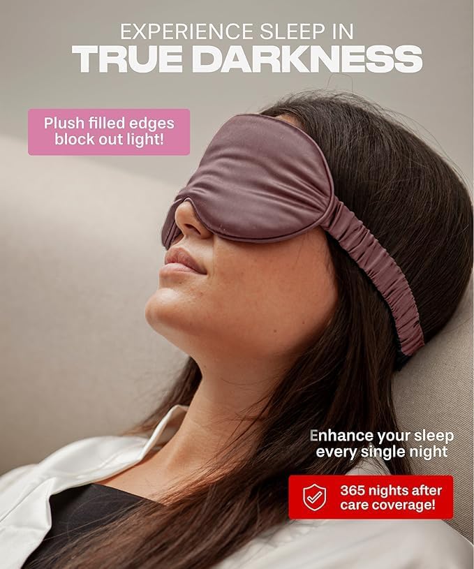 SUNDAYSILKS™ 3D Contoured Silk Sleep Mask | Padded Silk Eye Mask with Eye Cups for Lash Extensions | Blackout, Organic for Women & Men, Perfect for Travel, Slip-Free Deep Sleeping, Antifaz para Dormir