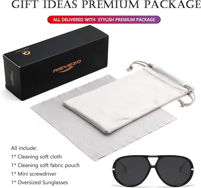 AIEYEZO Oversized Aviator Sunglasses Women Men Fashion Retro Big Frame Sun Glasses Designer Ladies Shades