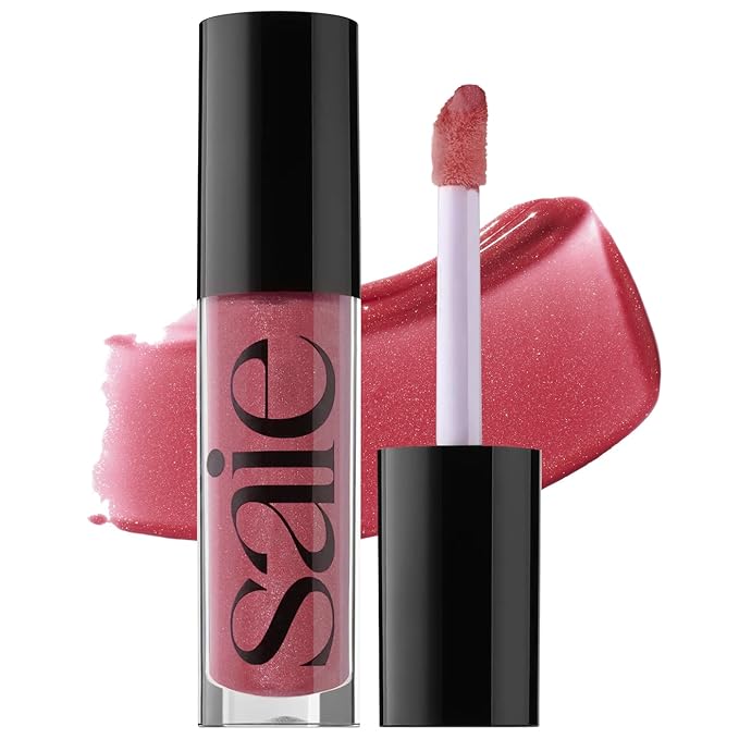 Saie Glossybounce - Hydrating Lip Gloss and Tinted Lip Oil Hybrid with Hyaluronic Acid & Jojoba Oil for Non-Sticky, Ultra-Shiny, Plump & Soft Lips - Everyday Makeup Essential - Remix (.17 oz)