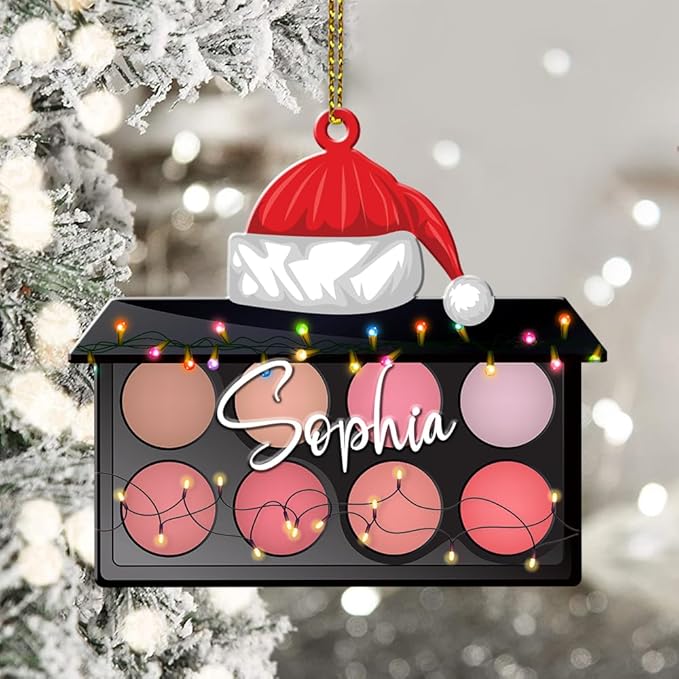 Personalized Name Comestic Shape Flat Ornament Makeup Ornament Girl Makeup Artist Christmas Ornament Makeup Stylist Ornament 93