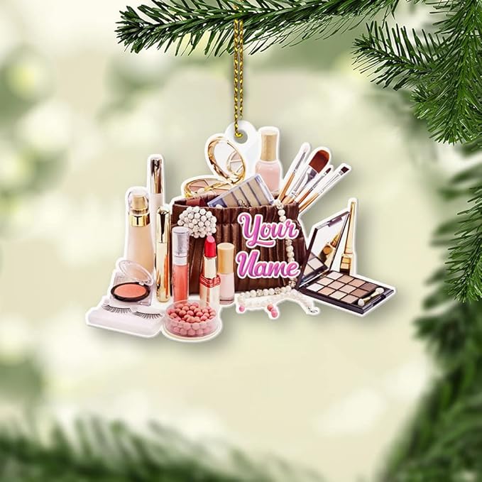 Personalized Name Makeup Box Shape Flat Ornament Makeup Ornament Girl Makeup Artist Christmas Ornament Makeup Stylist Ornament 3
