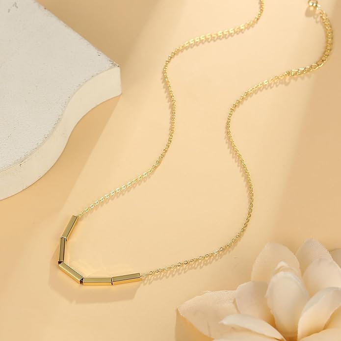 Dainty Gold Heart Necklace for Women - 14K Gold/Silver Plated Cute Heart Handmade Disc Circle Bee Choker Adjustable Necklace for Women Trendy Jewelry