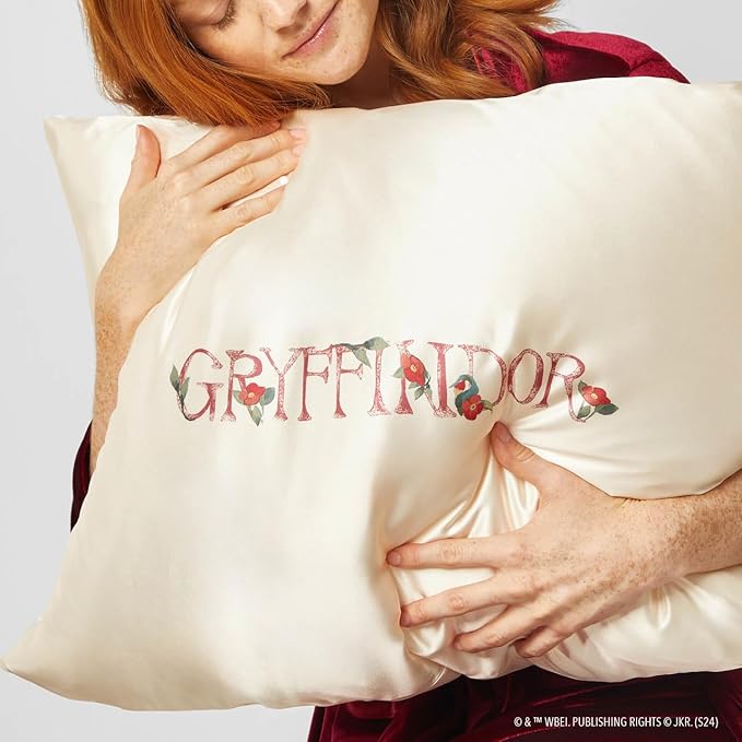 Kitsch x Harry Potter Gryffindor Satin Pillowcase with Zipper for Hair & Skin – Double-Sided, Softer Than Silk, Wrinkle-Free, Machine Washable, Frizz Control, Breakout Prevention - King Size (19x36)