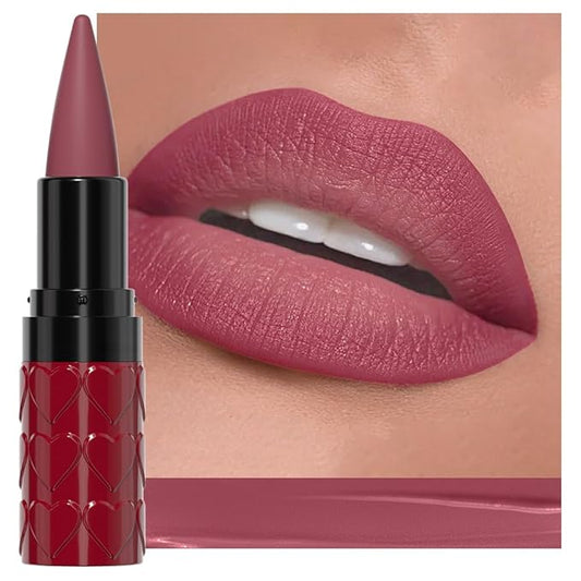 evpct Mauve Gradient Matte Lipstick Lip Liner Combo Set for Older Women Long Lasting Waterproof, Mauve Lips Stick Crayon Pencil Cream Lip Liner and Lipstick Combo Makeup, Flawless Ombre Effect
