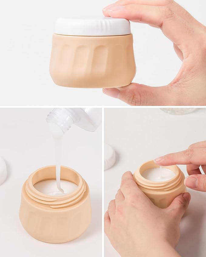 Travel Bottles for Toiletries 8 Pack, Travel Size Toiletries, Tsa Approved Travel Size Containers 3oz, with Travel Essentials Clear Bag, Leak Proof Silicone Squeezable Creams Jars