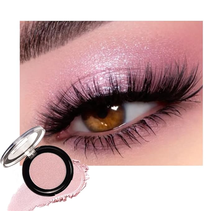 Monochrome Cream Glittle Eyeshadow Palette Makeup, High Pigment Natural Sombras Crema Para Ojos, Pink Shimmer Single Shimmer Eye Shadow for Older Women, Talc, Paraben & Cruelty Free