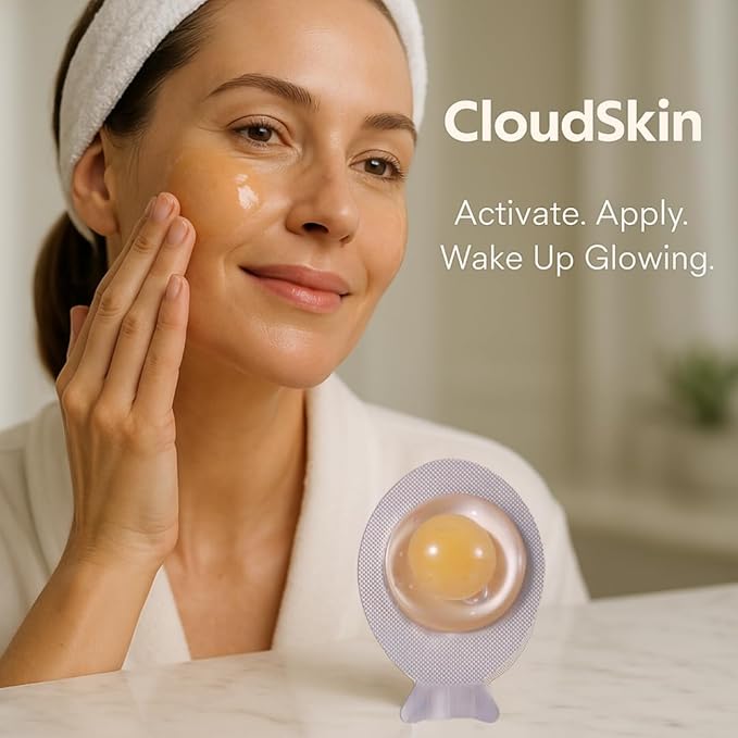 CloudSkin Astaxanthin Egg Mask, Overnight Hydrogel Sleeping Mask, Hydrating Face Mask with Hyaluronic Acid, Squalane & Aloe Vera, Soothing & Brightening, 5 Single-Use Pods