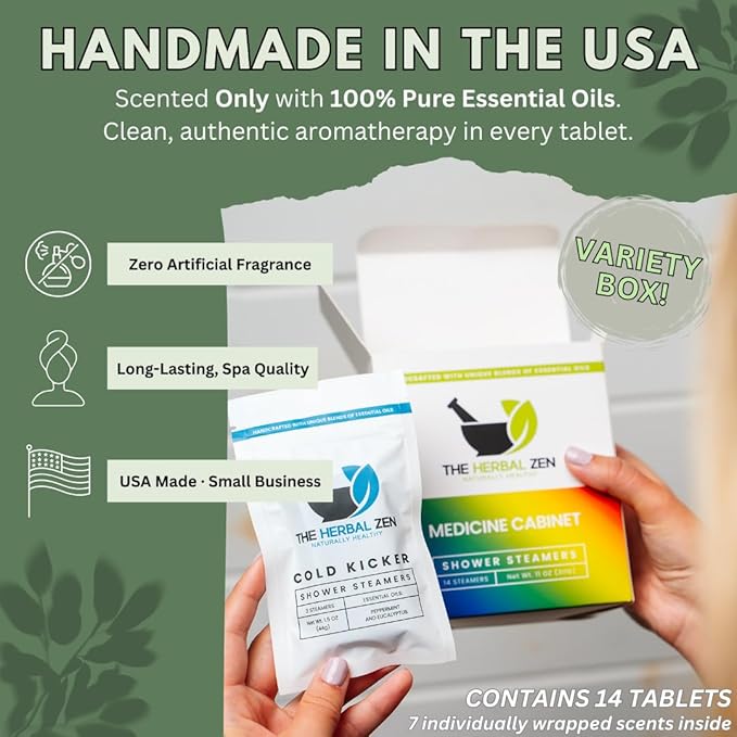 Shower Steamers Aromatherapy Bombs (Variety Pack) – Adult Christmas Stocking Stuffer – Made in USA - Shower Tablets Aromatherapy – Natural Essential Oils – Self Care Gifts for Women and Men (14 Pack)