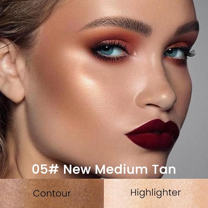 evpct 2in1 Face Shaping & Contouring Stick Cream Contour Concealer Bronzer Stick Makeup Kit for Beginner Face Highlighter Makeup Stick contorno maquillaje de maquillaje profesional,NEW Medium Tan