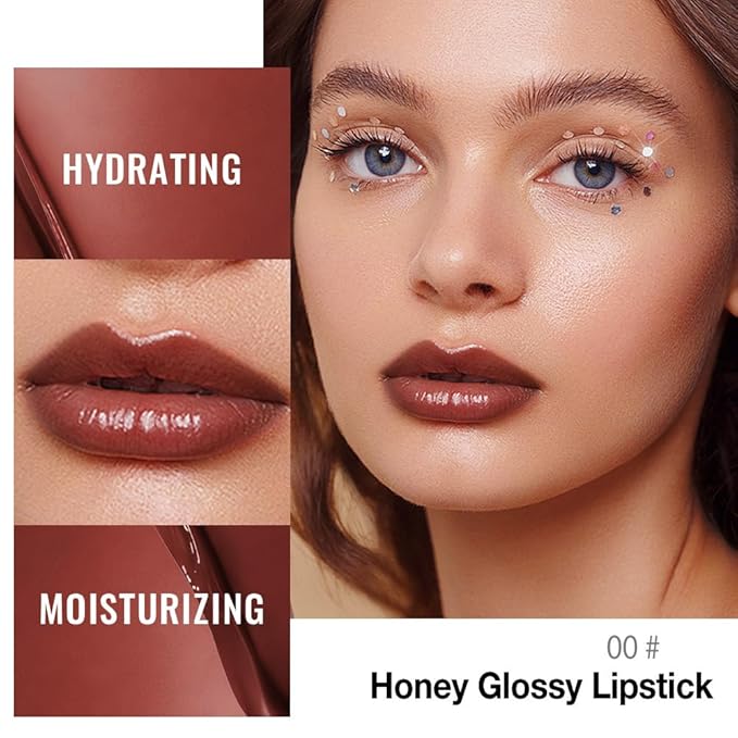 Kaely Honey Lipstick Tinted Lip Balm, Hydrating Shine Lipstick for Women Dry Lips, Moisturizing Nourishing Glossy Lip Gloss Stain Makeup, Sheer Lightweight, Vegan & Cruelty-Free, 00