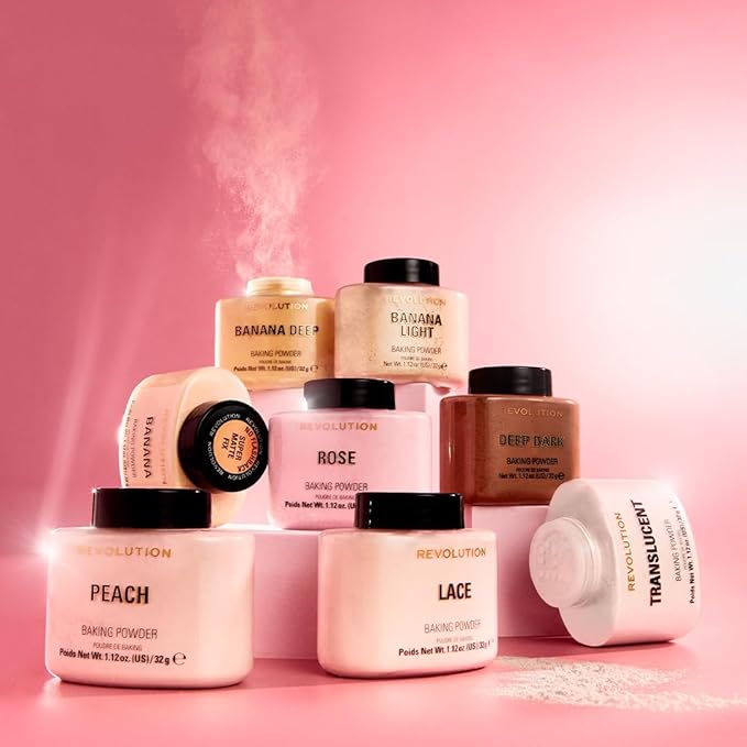 Revolution, Loose Baking Powder, Makeup Setting Powder, Long Lasting Coverage, Mattifies & Reduces Shine, Translucent, 1.12 oz