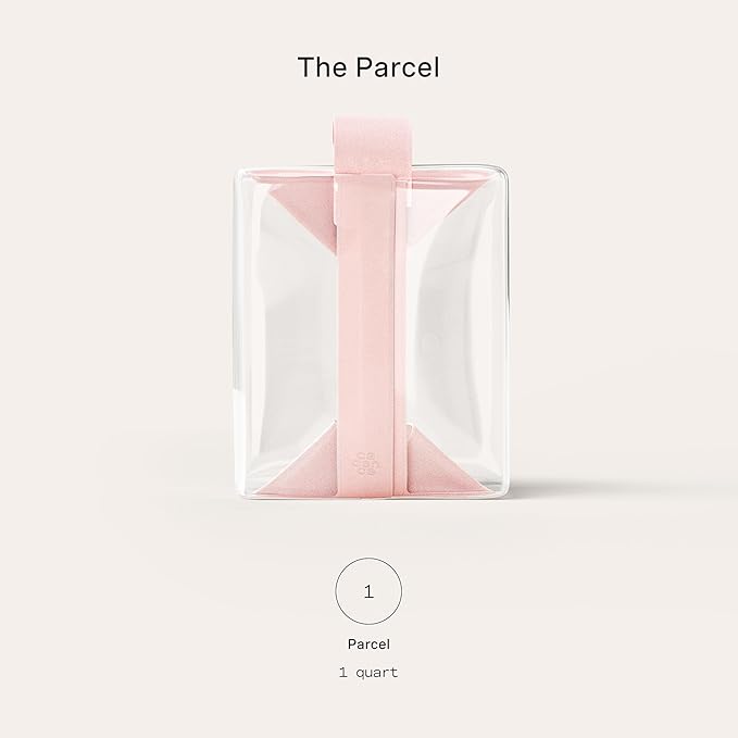 Cadence Parcel - Clear Dopp Kit with Magnetic Closure - Durable and Leak-Resistant Travel Toiletry Kit - TSA-Compliant & Modular Design - Hygiene Bag for Travel Essentials - 1 Qt - Rose