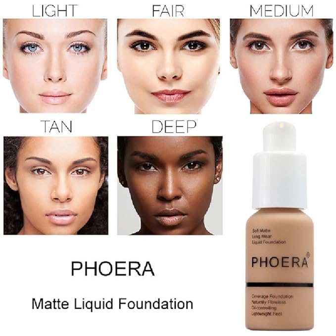 2Pack PHOERA Foundation,Full Coverage Flawless Soft Matte 24 HR Oil Control Waterproof Concealer Makeup. (109-Mocha)