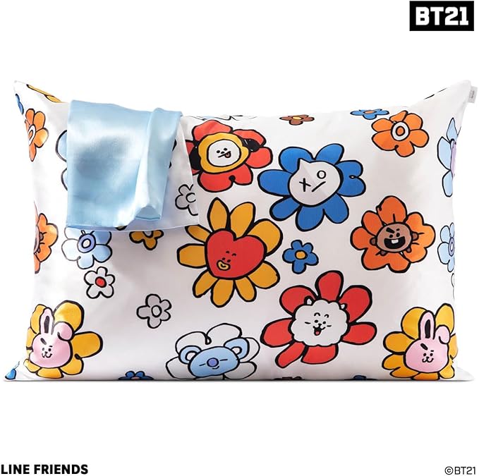 Kitsch x BT21 (Koya) Satin Pillowcase with Zipper for Hair & Skin - Softer Than Silk Pillow Cases, Smooth Cooling Pillow Cover, Wrinkle-Free, Machine Washable, Queen/Standard (19x26)